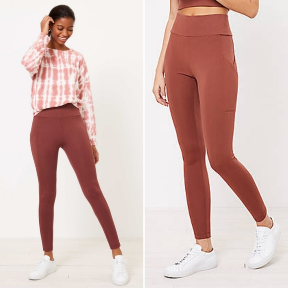 Lou & Grey Pants - Lou & Grey Pocket Ponte Leggings rust rich wine